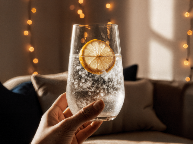 Ein Glas Wasser mit Zitrone